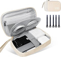 Lcsmaokin Electronics Travel Organizer,Portable Waterproof Electronic Travel Storage Bag for Small Charging Cord Storage,Charger,Small Electronics,SD Card,with 5 Cable Ties,for Travel,Business-Beige