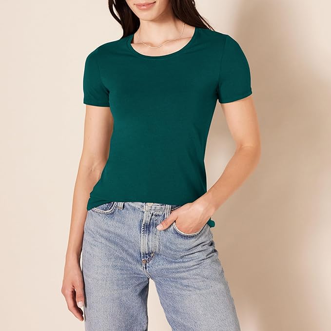 Amazon Essentials Women's Regular-Fit Short-Sleeve T-Shirt (Crewneck and V-Neck Options), Multipacks