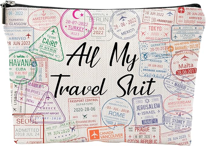 ZUYUROU Travel Airplane Essentials Cosmetic Bag for Packing and Luggage Organizer Gift Flight Attendant Travel Agent Lovers Gift Traveler Toilerty Bag