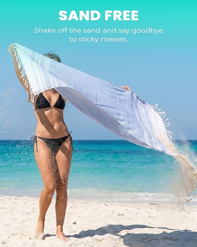 Antfuny 4 Packs Turkish Beach Towels Oversized Swim Set Bulk Quick Dry Bath Pool Sand Free Extra Large XL Big Blanket Adult Travel Essentials Cruise Accessories Must Have Clearance Vacation Stuff