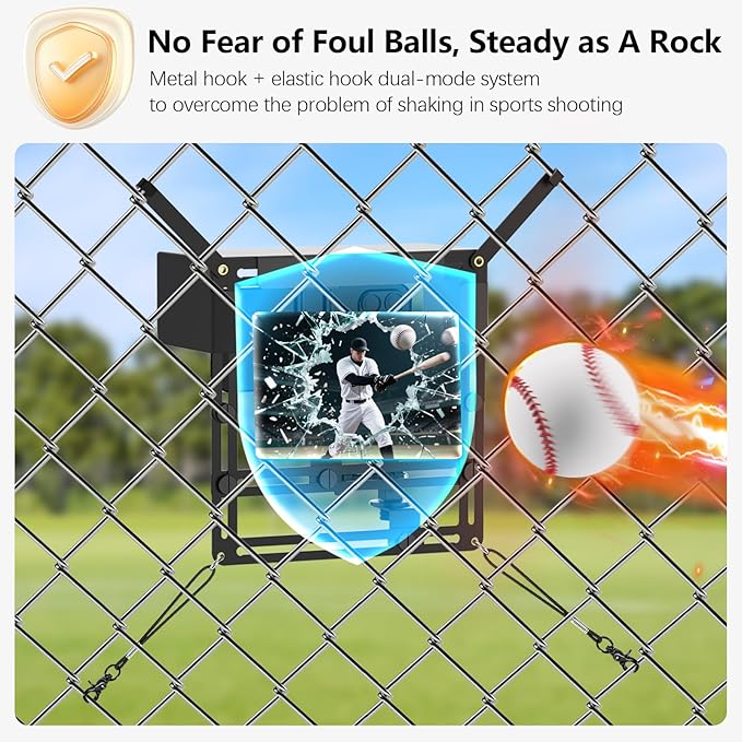 AMAZEAR Phone Fence Mount with Magnetic Shade, Action Camera Fence Mounting Kit for iPhone Samsung Mevo Start Go Pro, Phone Streaming Kit for Baseball Softball Tennis