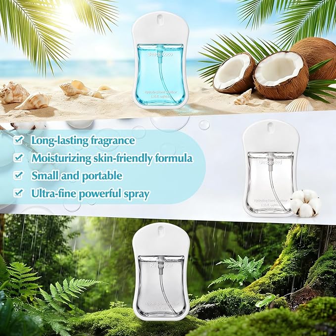 3 Pcs Power Mist Hydrating Hand Sanitizer Spray Bulk Travel Size Hand Sanitizer Pocket 1.35 Fl. oz Gourd Shape Spray White Bottle for Daily Use Women Men Nurse Employee Teacher Office Gifts