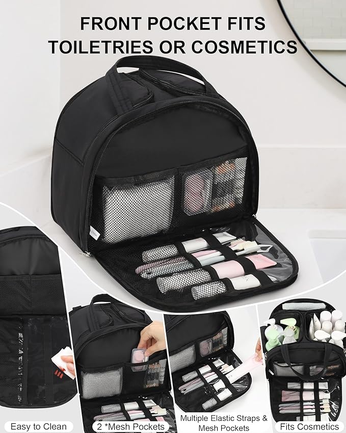 Travel Toiletry Bag, Lightweight Large Toiletry Bag for Women Wide-Open Ultra Light Cosmetic Makeup Bag Standing Toiletry Organizer with Handle for Full-Size Toiletries, Travel Essentials, Accessories