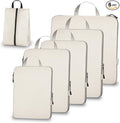 Compression Packing Cubes for Travel, Set of 6 Expandable Luggage Organizers with Shoe Bag, Lightweight Water-Resistant Suitcase Essentials for Carry-on & Checked Luggage, Apricot