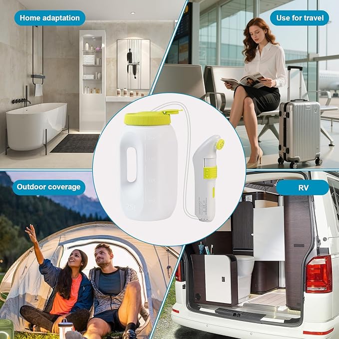 Portable Bidet for Travel – Electric High Pressure Rechargeable Bidet for Women & Men, 2.5L Bottle, 1600mAh Battery, 1300ML/min Strong Flow, Waterproof Personal Hygiene Sprayer for Travel & Home