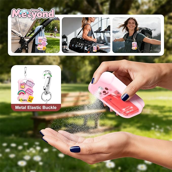 Metyond Dog Silicone Case for Touchland Hand Sanitizer Spray Power Mist 1 FL OZ/30ML for Touchland Case with Keychain, with Cute Charms Accessory Cute Travel Case (1PCS Pink)