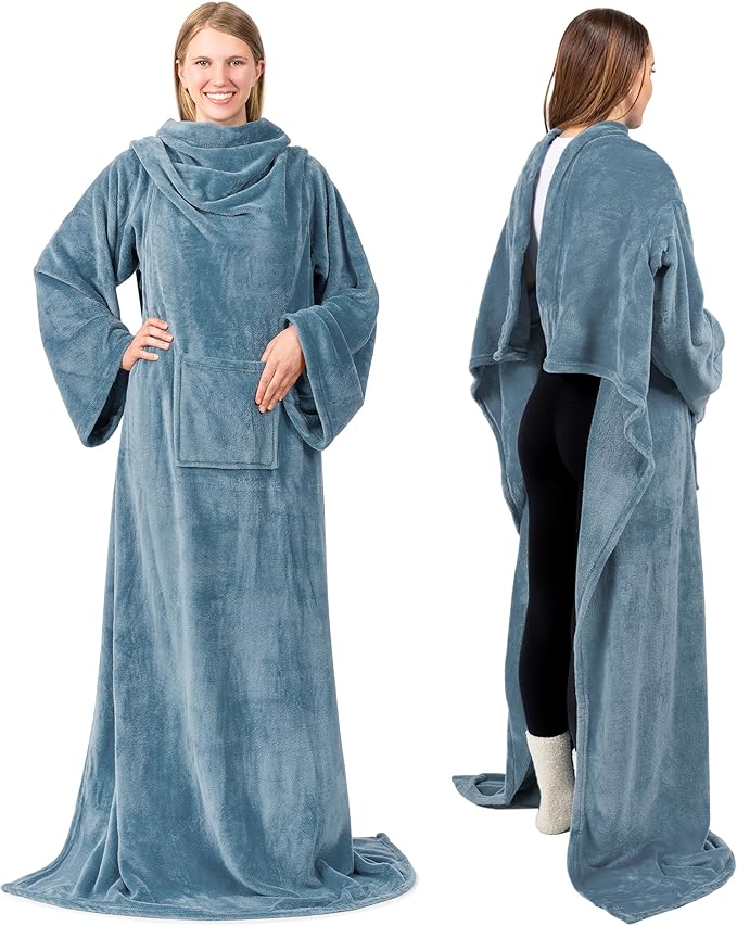 PAVILIA Wearable Blanket with Sleeves for Adult Women Men, Cozy Fleece Warm Wrap Throw with Arms, Gifts for Christmas, Wife