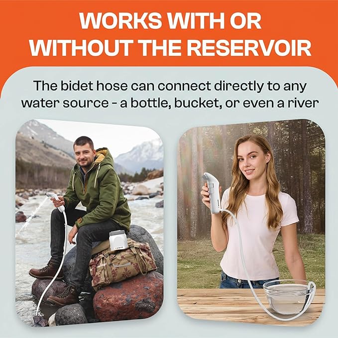 Portable Bidet for Travel & Home – Electric High Pressure Rechargeable Bidet for Women & Men | 2.5L Bottle | 1300ML/Min Flow | USB-C | 1600mAh Battery | USA Brand – Spray Mate Jumbo (White)
