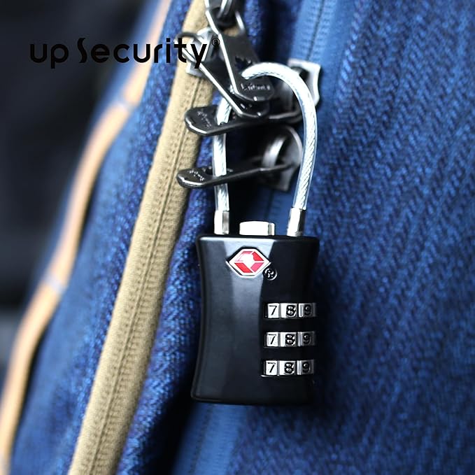 Suitcase Locks TSA Approved, Small Padlock Combination, TSA Locks for Luggage, Combo Travel Padlock with Code for Backpack, Gym Locker, Ammo Can, Gun Case, Bag Zipper, Box (Black)