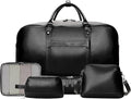 Large 4-in-1 Leather Duffle Bag for Travel Weekender Overnight Hospital Gym Bag for Men & Women, Carry On Airline Approved Personal Item Duffel Garment Bag Luggage with Shoe Compartment & Toiletry Bag
