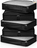 5 Pcs Packing Cubes for Suitcase Large Travel Cubes Carry on Luggage Organizer Bags for Clothes Accessories(L,Black)