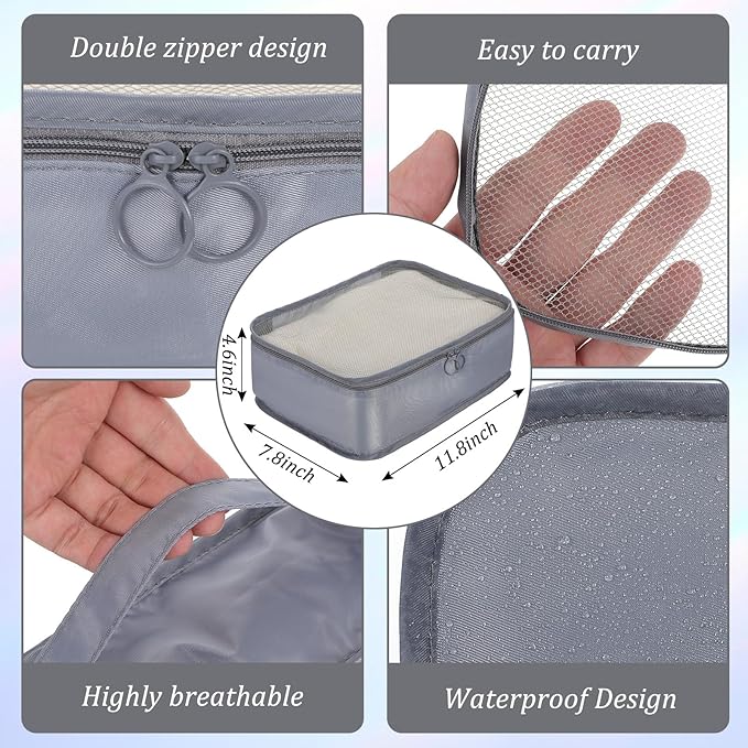 12 Pcs Packing Cubes Luggage Organizers Small Mesh Clothing Underwear Bag Foldable Laundry Bags for Travel Hiking Camping Backpacking