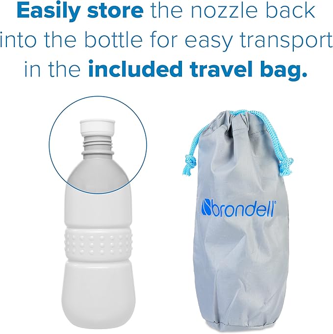 Brondell GoSpa Travel Bidet GS-70 – Portable Peri Bottle for Postpartum & Perineal Care, 400ml Handheld Bidet with Angled Nozzle, Collapsible Design, Nozzle Storage & Travel Bag, Fog