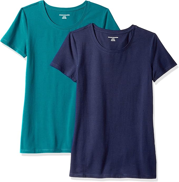 Amazon Essentials Women's Regular-Fit Short-Sleeve T-Shirt (Crewneck and V-Neck Options), Multipacks