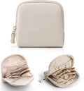 VLANDO Small Jewelry Travel Case,Jewelry Pouch Bags with Zipper,Velvet Jewelry Organizer Storage Bag for Bracelet Rings Earring Travel Essentials Gifts for Women Girl-Beige