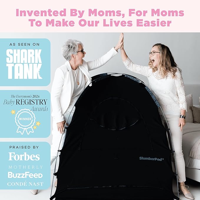 SlumberPod with Fan The Original Blackout Sleep Tent Travel Essential for Baby and Toddlers, Mini Crib and Pack n Play Cover, Sleep Pod with Monitor Pouch and Fan Pouch, Blocks 95%+ Light, Black