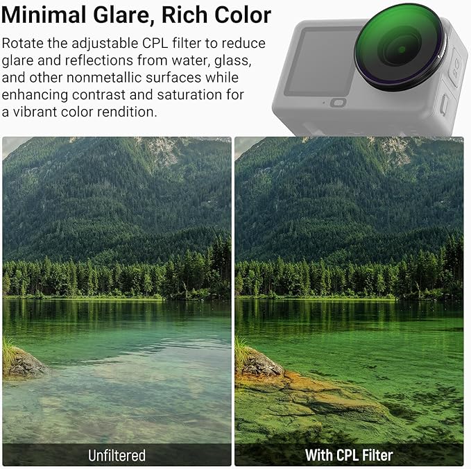 NEEWER CPL ND Filter Set Compatible with DJI Osmo Action 6 Only, Snap On 4 Pack ND8/16/32 Adjustable Circular Polarizing Lens Filters Multicoated Action Camera Photography Accessories with Lens Cap