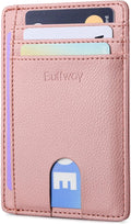 Buffway Slim Minimalist Front Pocket RFID Blocking Leather Wallets for Men and Women - Lichee Pink