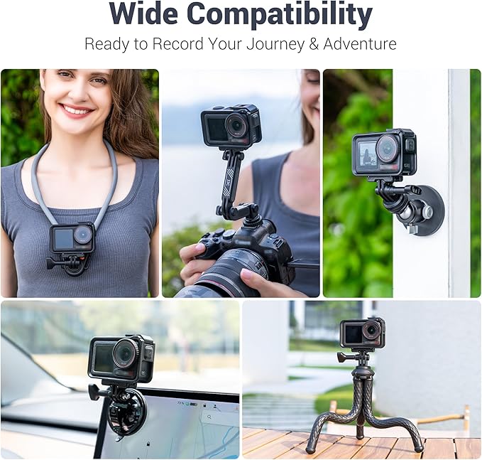 JJC 2Pcs Action 5 Magnetic Quick Release Adapter for DJI Osmo 360 Action 5 pro 4 3 Accessories, Replace OEM Quick Release Mount, with Folding Claws & 1/4 Screw Hole, Heavy Duty Nylon Extension Adapter