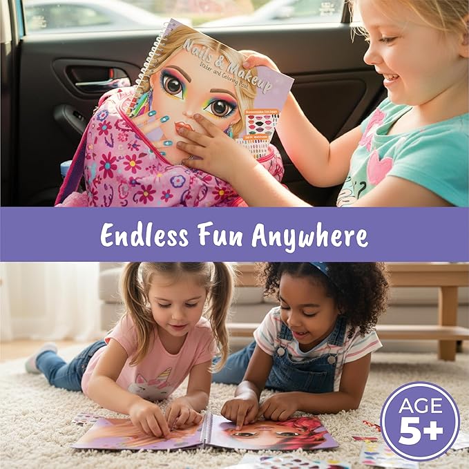 BSCOOL Drawing, Coloring & Sticker. Nails & Makeup Dress Up Sticker Book with 240+ Removable Stickers. Endless Nail Design and Makeup Combination for Kids Ages 4 and Up. Easter Gift for Girls