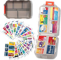 iouwei Large Pill Organizer with Medicine Labels - 7 Day Travel Daily Container, Mini Medication Storage Case (Grey, 161 Labels)