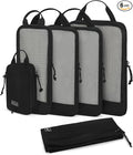 Hynes Eagle 6 Set/ 4 Set/ 2 Set Compression Packing Cubes Travel Essentials Lightweight Nylon Luggage Suitcase Organizer Bag Black 6PCS