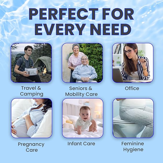 2Clean Portable Electric Travel Bidet - USB Rechargeable Bidet for Men and Women, Toilet Hygiene Solution with 2.3 Liter Container, Lightweight, Portable Device for Travel, Camping, Outdoor Living