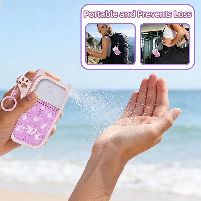 Mlife Hand Sanitizer Spray Case for Touchland Silicone Touchland Case Cat Silicone Case compatible with Touchland Power Mist 1FL OZ/30ML with Keychain &10Pcs Charms(Pink)