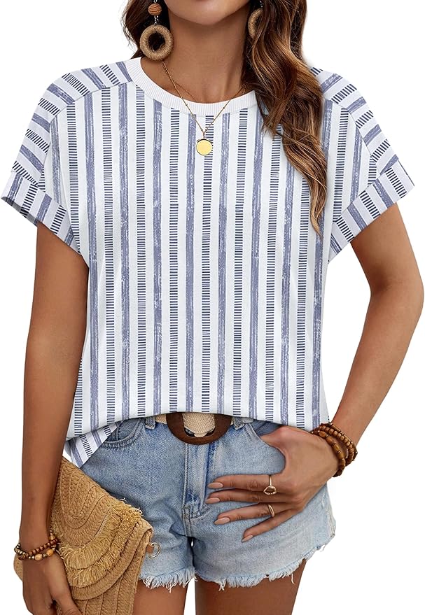 WIHOLL Womens Tops Short Sleeve Shirts Summer Outfits 2026 Spring Dressy Casual Clothes Clothing