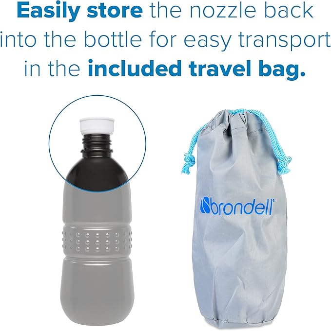 Brondell GoSpa Travel Bidet GS-70 – Portable Peri Bottle for Postpartum & Perineal Care, 400ml Handheld Bidet with Angled Nozzle, Collapsible Design, Nozzle Storage & Travel Bag, Midnight