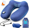 urophylla Inflatable Travel Neck Pillow for Airplanes, Super Soft Velvet Neck Support, Adjustable Firmness, Blow Up Plane Pillow for Long Flights, Road Trips, Travel Essentials with Eye Mask, Earplug