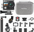 AKASO Brave 4 Action Camera with Selfie Stick Tripod and Carrying Case Bundle - 4K30 20MP Ultra Hd EIS 131ft Underwater Camera 5xZoom Dual Screen with Helmet and Bicycle Accessories Kit