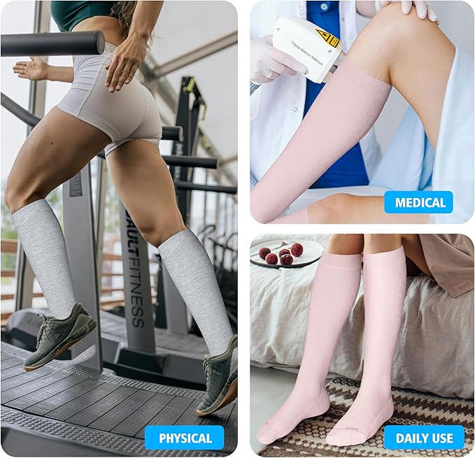 LEVSOX Cotton Compression Socks for Women&Men 20-30mmHg Knee High Cute Support Sock for Nurses Pregnancy Travel