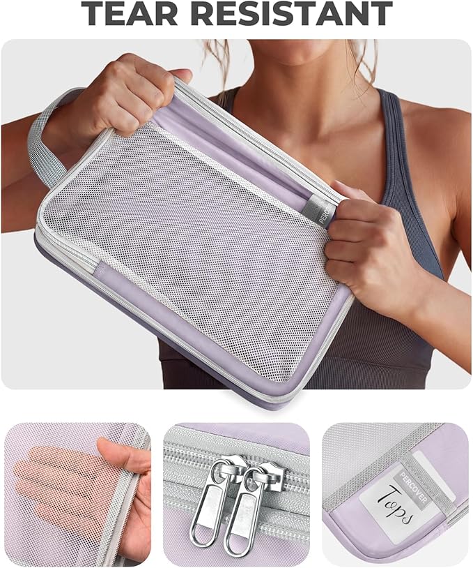 Percover Compression Packing Cubes 10-Piece Set, Packing Cubes Compression for Travel with Toiletry Bag, Laundry Bag & Shoe Bag, All-in-One Travel Organizer for Carry On & Checked Luggage, Purple