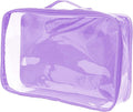 Large Clear Travel Packing Cube/See-Through PVC Organizer for Suitcase/Multipurpose Pouch w/Handle/Dress Shirts, Pants, Cashmere, Sweaters & Seasonal Linen Storage Protection (Lilac)