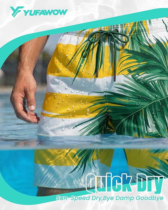Men Swim Trunks 9 Inch with Mesh Lining Breathable Quick Dry Drawstring Pockets for Summer Beach Pool Board