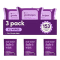 goodwipes Flushable Butt Wipes - Vitamin E & Aloe - Sewer & Septic Safe - Extra Large Adult Wet Wipes For Women & Men - Bathroom Essentials - Lavender, 153 Count (3 Packs + 3 Individually Wrapped)