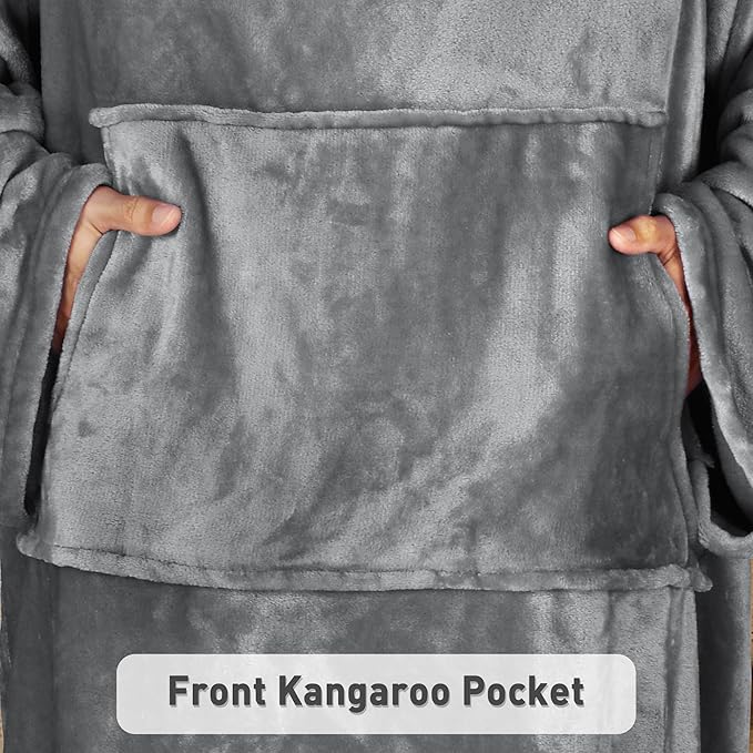 Catalonia Packable Travel Wearable Blanket Pillow with Sleeves for Adults, 2 in 1 Wearable Blanket with Pockets
