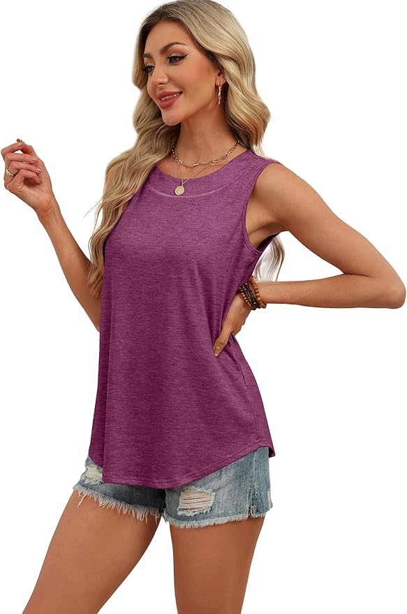 WIHOLL Tank Tops for Women Summer Outfits 2026 Crewneck Spring Casual Sleeveless Shirts Blouses Clothing
