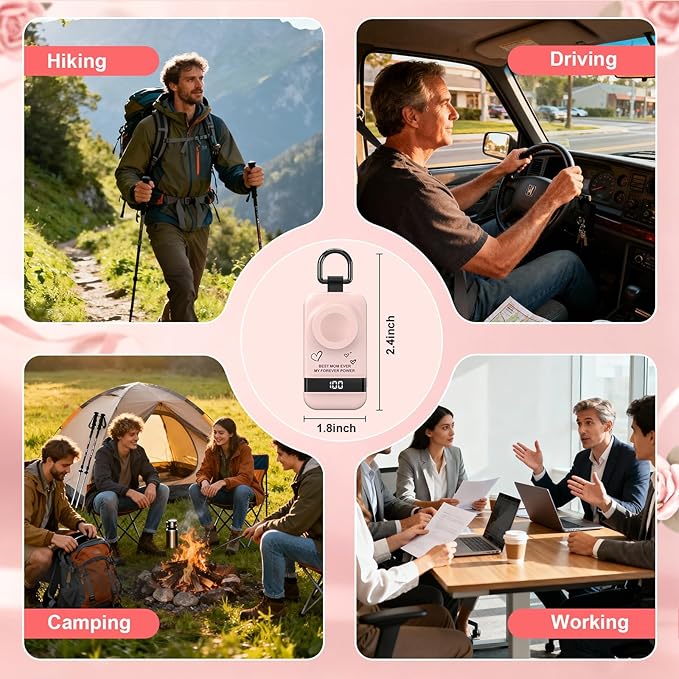 5W Fast Portable Charger for Apple Watch, 2500mAh iWatch Charger for Apple Watch Series 11 1-10/Ultra 3 1-2/SE 3 1-2, Mothers Gifts for Mom from Son Daughter (Pink-Mom)