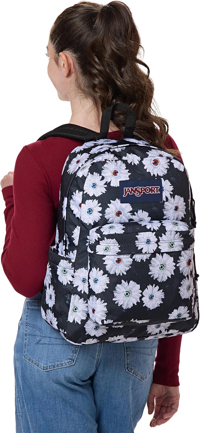 JanSport SuperBreak Plus Backpack with Padded 15-inch Laptop Sleeve and Integrated Bottle Pocket - Spacious and Durable Daypack for Work and Travel - Eyeball Blossom