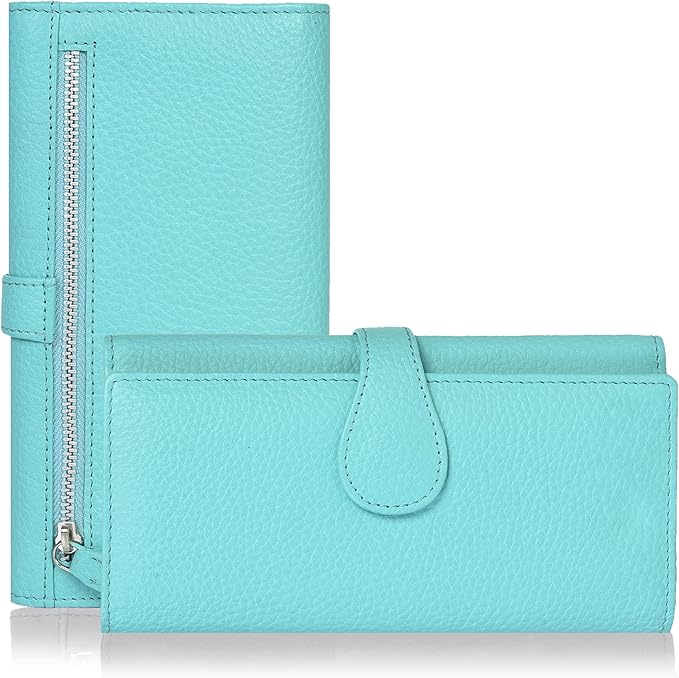 Real Leather Women Wallet Leather with RFID Blocking -Trifold Card Holder Designer Ladies Clutch with ID Window Wallets