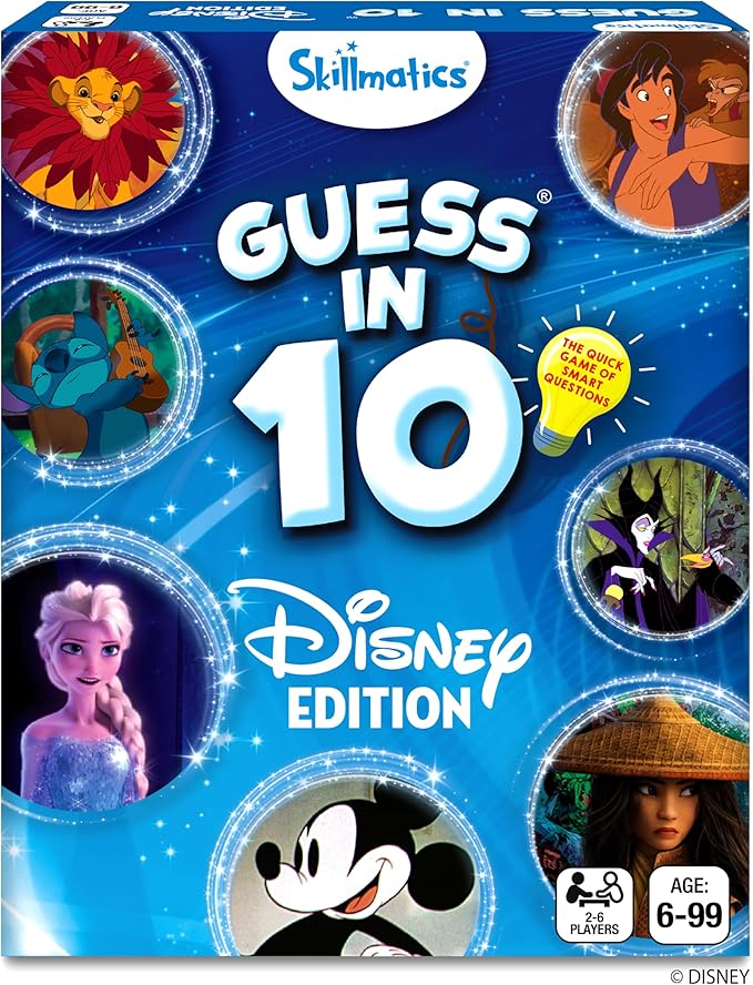 Skillmatics Guess in 10 Disney, Card Game for Girls, Boys, Kids, Teens, Adults Who Love Cinderella, Mickey Mouse, Moana, Travel Toy, Screen-Free Fun, Gifts for Ages 6, 7, 8, 9 and Up