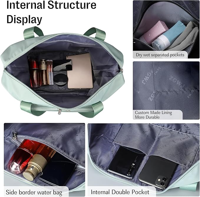 ZGWJ Travel Tote Bags, Expandable Overnight Weekender Bag for Women Foldable Carry-On | Expandable, Overnight, Foldable, Carry-On