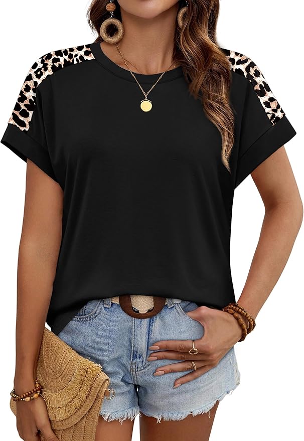 WIHOLL Womens Tops Short Sleeve Shirts Summer Outfits 2026 Spring Dressy Casual Clothes Clothing