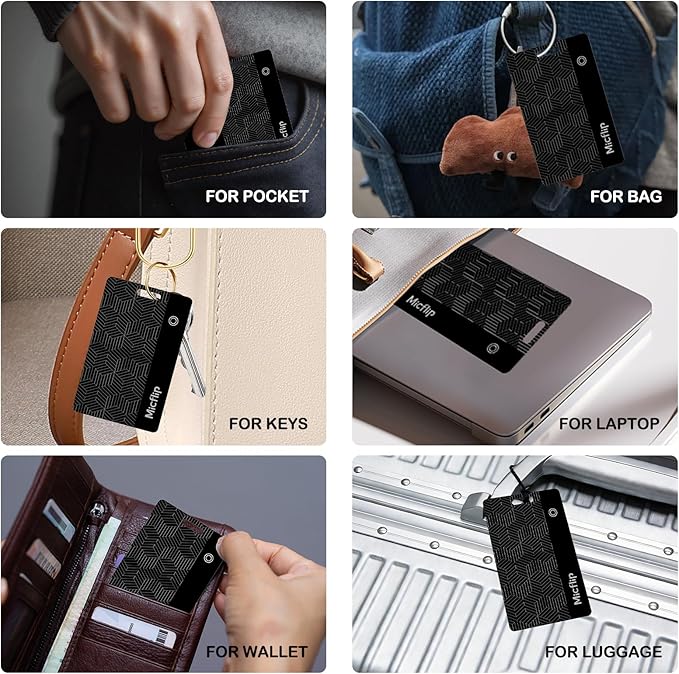 Wallet Tracker Card [Apple MFi Certified] (iOS and Android) Bluetooth Tracker Card, 0.07in Rechargeable Smart Tracking Card Work with Apple Find My, Keys, Luggage Tags, Bags, Passports, Purse(1 Pack)