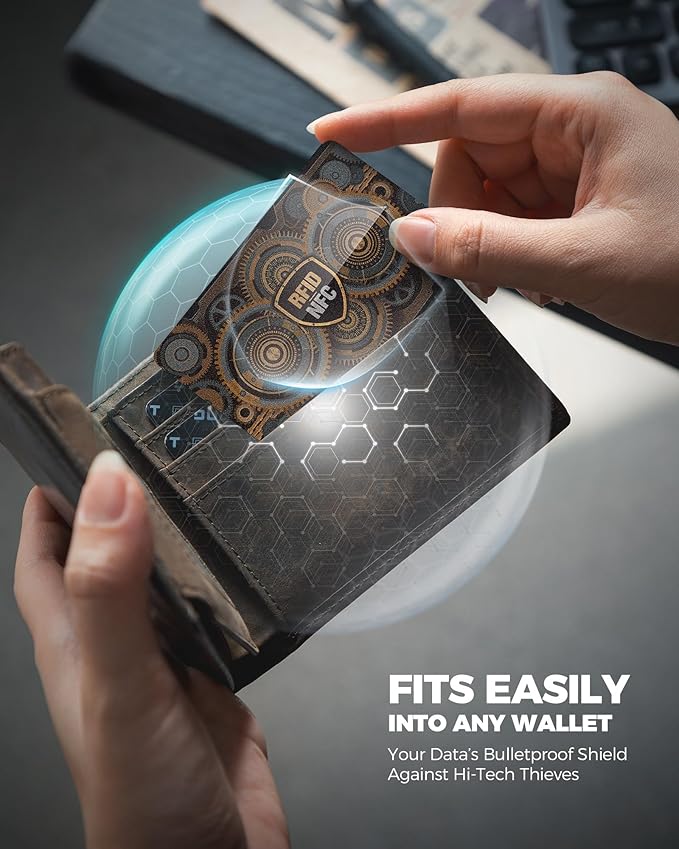 DUGRAFT 8 Pack RFID Blocking Cards Credit Card Protectors Anti-Theft Card Blocker NFC Contactless Protection for Entire Wallet, Travel Essentials, Steampunk