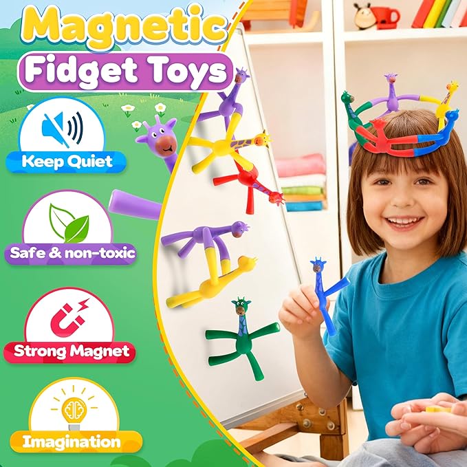 Magnetic Travel Toys for Toddlers Kids, Fidget Toys Airplane Car Travel Activities Essential, Road Trip Sensory Toys, Fridge Magnets Toys for 3 4 5 6 7 8 Year Old - Giraffe Style