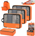 8-Piece Compression Packing Cubes for Travel, Bright & Lightweight Luggage Organizer System for Outdoor Travel & Adventure, Space Save for Backpack, Duffel Bag & Suitcase- Orange
