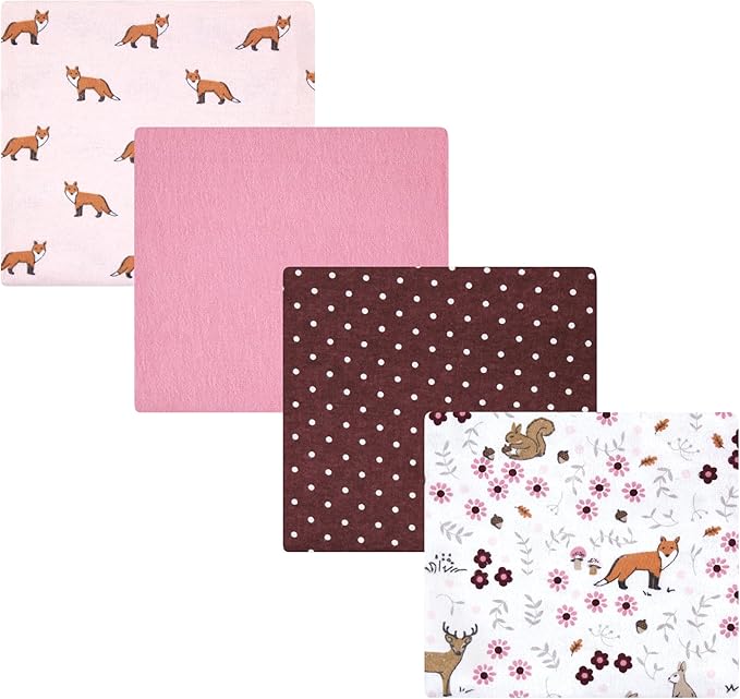 Hudson Baby Unisex Baby Cotton Flannel Receiving Blankets, Woodland Floral, One Size